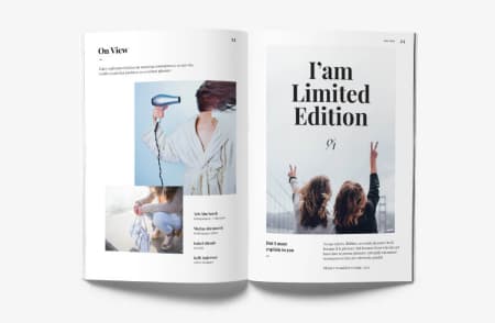 Разворот книги с иллюстрацией и заголовком I'am Limited
                   Edition